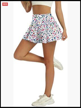 High Waisted Pleated Tennis Skort with Pockets
